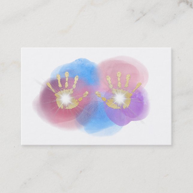 *~* Gold Foil Hands Healing Radiating Reiki Energy Business Card (Front)