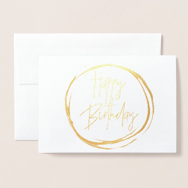 Gold Foil Happy Birthday Card (Front With Envelope)