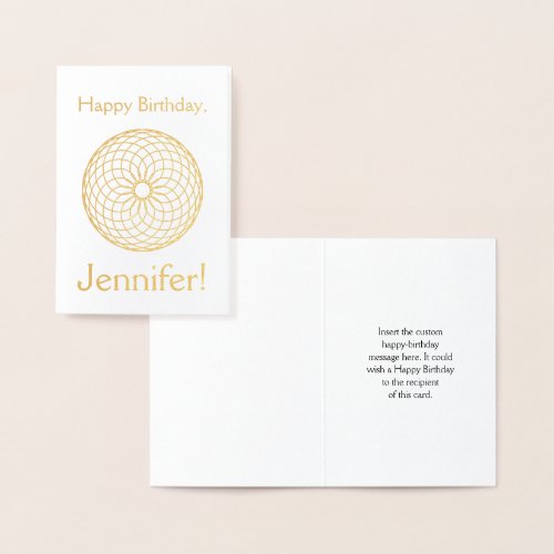 Gold Foil Happy Birthday Jennifer Card