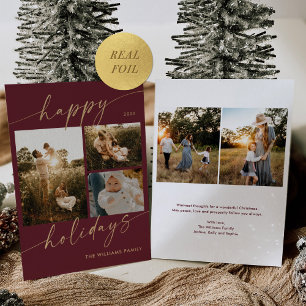 Gold Foil Happy Holidays Photo Christmas Card