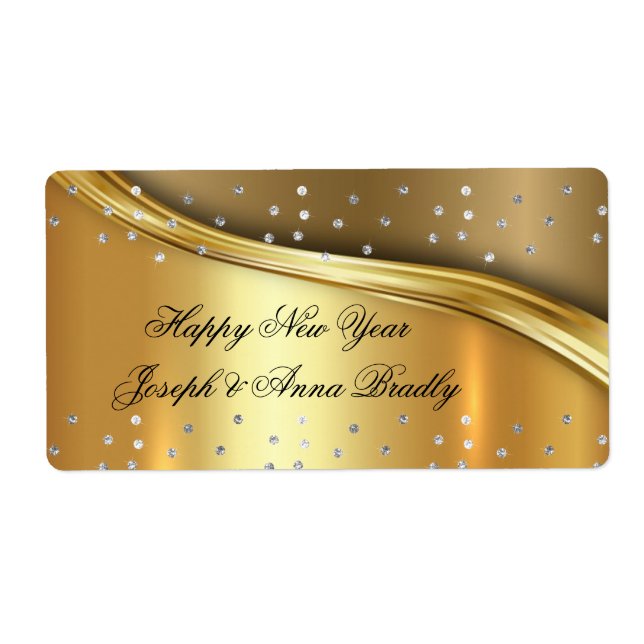 Gold Foil, Happy New Year Elegant Label (Front)