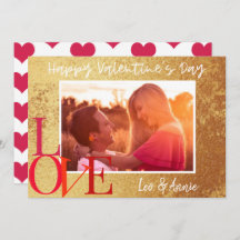 Gold Foil Happy Valentine's Day Photo Card