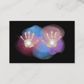 *~* Gold Foil Healing Hands Radiating Reiki Energy Business Card by AnnaRosaEnergyArtist at Zazzle