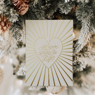 Gold Foil Heart Christmas Holiday Greeting Card