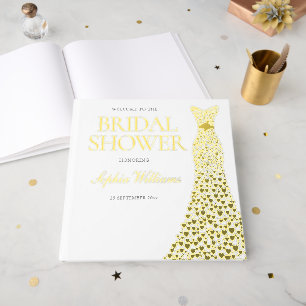 Gold Foil Heart Dress Bridal Shower Golden Foil Guest Book