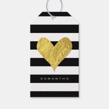 Gold Foil Heart Gift Tags by byDania at Zazzle