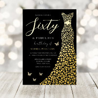 Gold Foil Heart Gown Black 60th Birthday Party