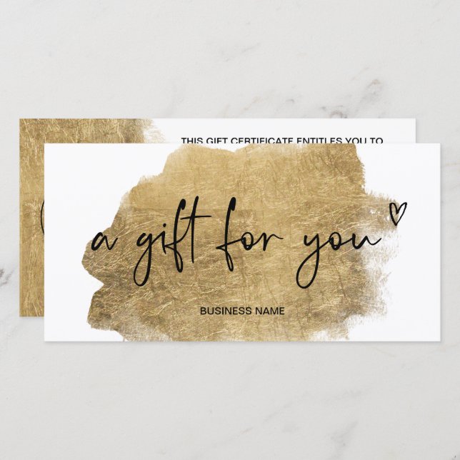 gold foil heart logo gift certificate (Front/Back)