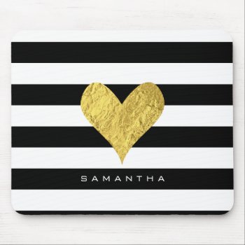 Gold Foil Heart Mouse Pad by byDania at Zazzle