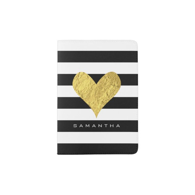 Gold Foil Heart Passport Holder (Front)