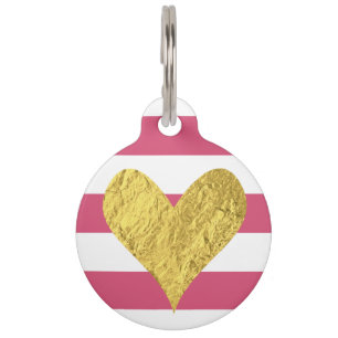 Gold Foil Heart Pet ID Tag