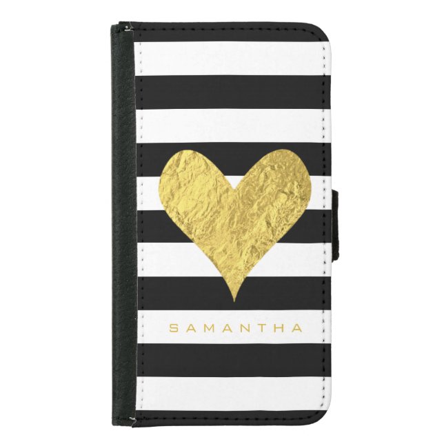 Gold Foil Heart Samsung Galaxy Wallet Case (Front)