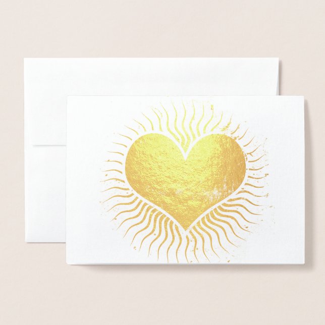 Gold Foil Heart Valentine Foil Card (Front With Envelope)