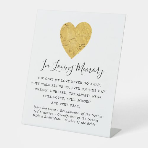 Gold Foil Heart Wedding Memorial Sign