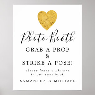 Gold Foil Heart Wedding Photo Booth Sign