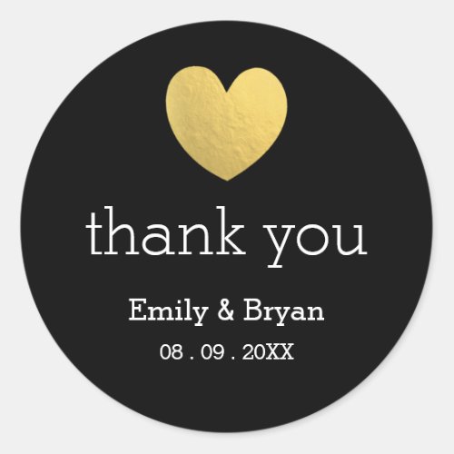 Gold Foil Heart Wedding Thank You Sticker