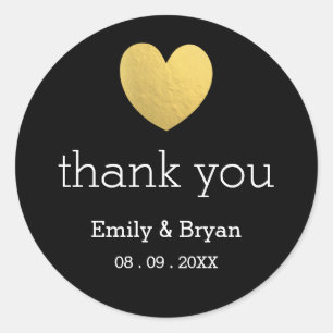 Gold Foil Heart Wedding Thank You Sticker