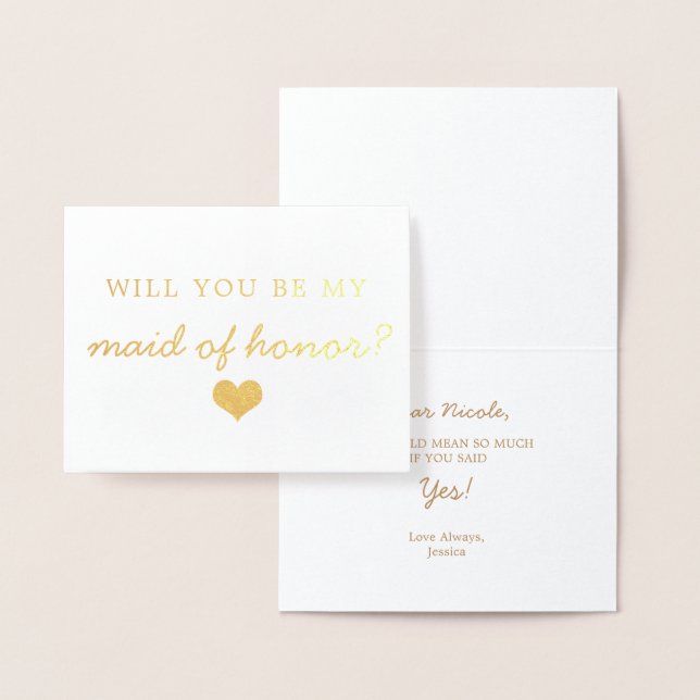 Gold Foil Heart Will You Be My Maid Of Honor Card (Display)