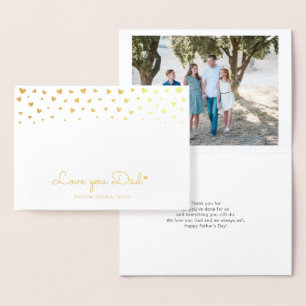Gold Foil Hearts   Love you Dad Fathers Day Foil C Card