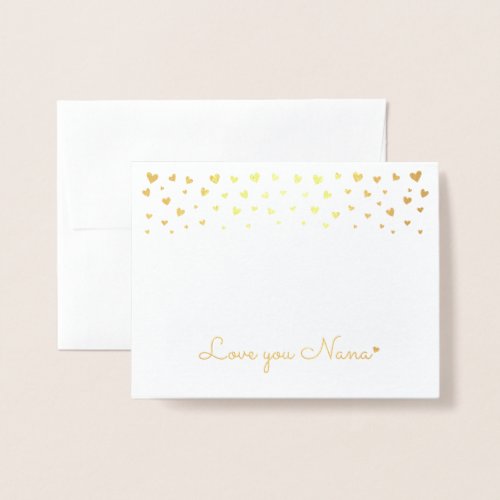 Gold Foil Hearts  Love you Nana Mothers Day Foil Card