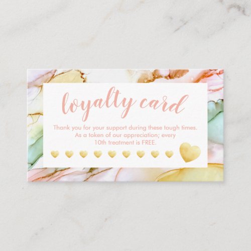 Gold Foil Hearts Pastel Abstract Salon Loyalty Card