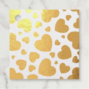 Gold Foil Hearts Pattern Foil Favor Tags