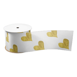 Gold Foil Hearts Satin Ribbon