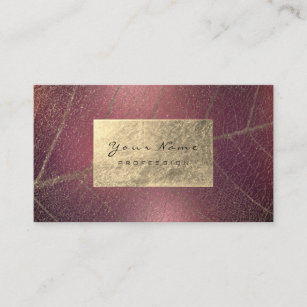Gold Foil Herbs Nature Therapist Burgundy Maroon Business Card