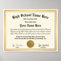Gold foil High School Diploma, homeschool