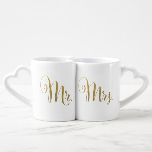 Gold Foil His and Hers Mr Mrs Typography Love Mugs