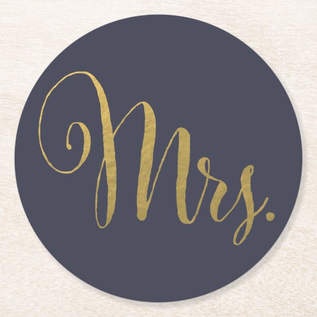 Gold Foil His n Hers Mr & Mrs Matching Coasters (Front)