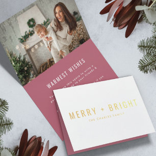 Gold Foil Holiday Card   Christmas Photo Folded