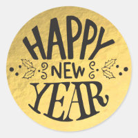 Gold Foil Holiday Glam Script Happy New Year