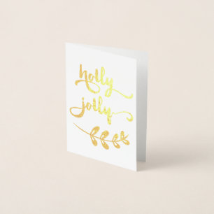 Gold foil Holly Jolly Christmas Notecard Foil Card