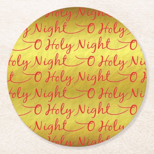 Gold Foil Holy Night Christmas Christian Religious Round Paper Coaster