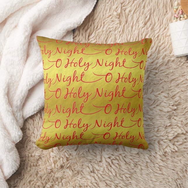 Gold Foil Holy Night Christmas Christian Religious Throw Pillow (Blanket)