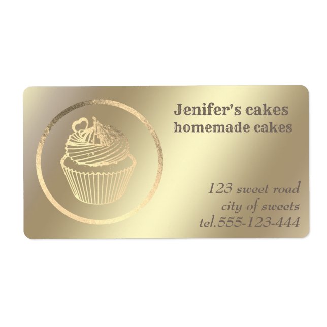 Gold foil Homemade cupcakes and treats Label (Front)