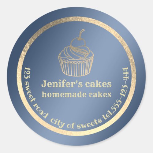 Gold foil Homemade cupcakes and treats packaging Classic Round Sticker