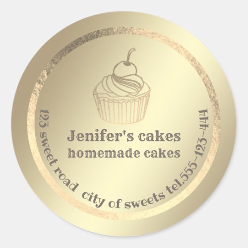 Gold foil Homemade cupcakes and treats packaging Classic Round Sticker