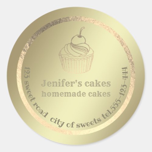 Gold foil Homemade cupcakes and treats packaging Classic Round Sticker