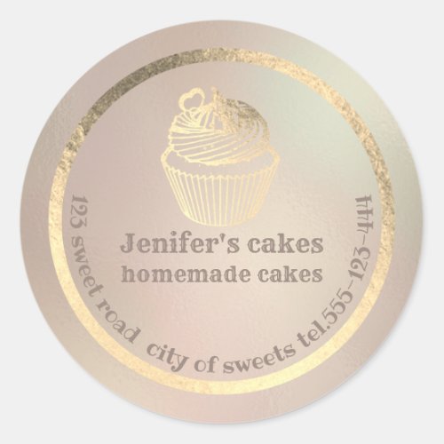 Gold foil Homemade cupcakes and treats packaging Classic Round Sticker