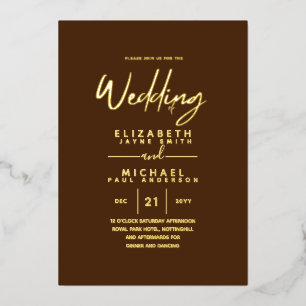GOLD FOIL Hot Chocolate Modern All-in-1 Wedding Invitation