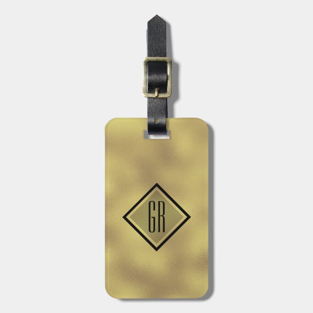 Gold foil iridescent background luggage tag (Front Vertical)