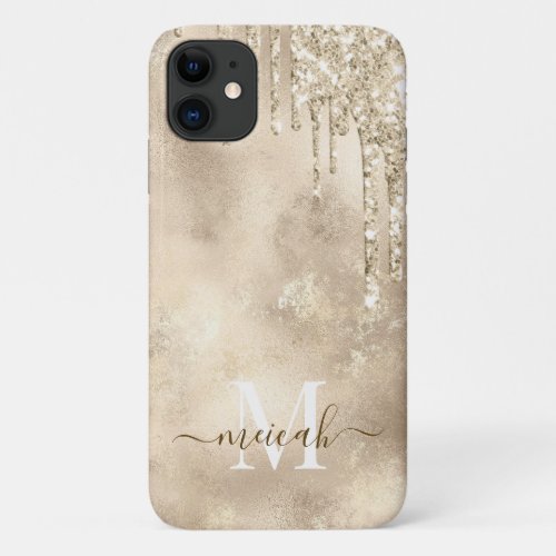 Gold Foil Ivory Minimalist Typography Girly Chic iPhone 11 Case