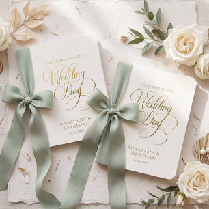 Gold Foil Ivory Wedding Vow Book Set
