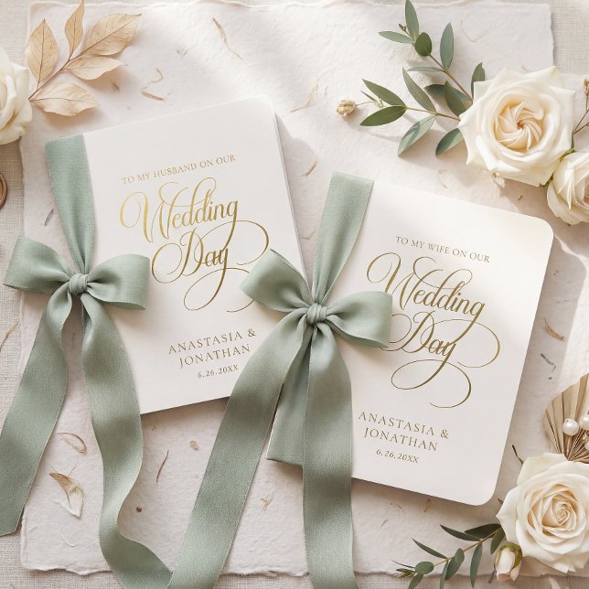 Gold Foil Ivory Wedding Vow Book Set (Creator Uploaded)