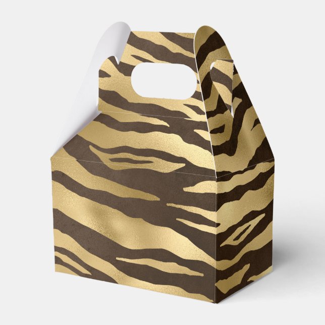 Gold Foil Jungle Tiger Favor Boxes (Front Side)