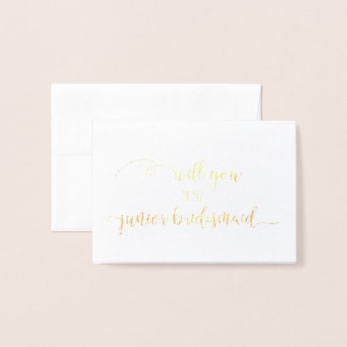 Gold Foil Junior Bridesmaid Wedding Card