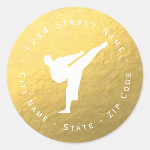 Gold Foil Kickboxing _ Martial Arts Address Label