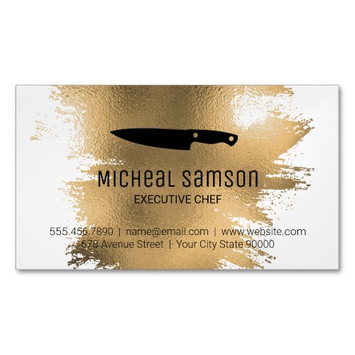 Gold Foil Knife  Chef Culinary Business Card Magnet